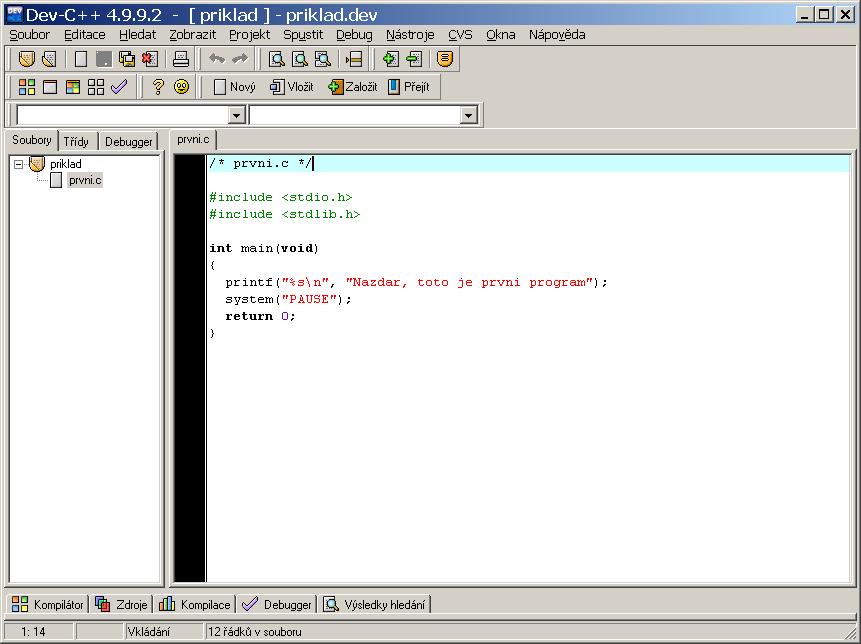 První program v Dev-Cpp Ing.