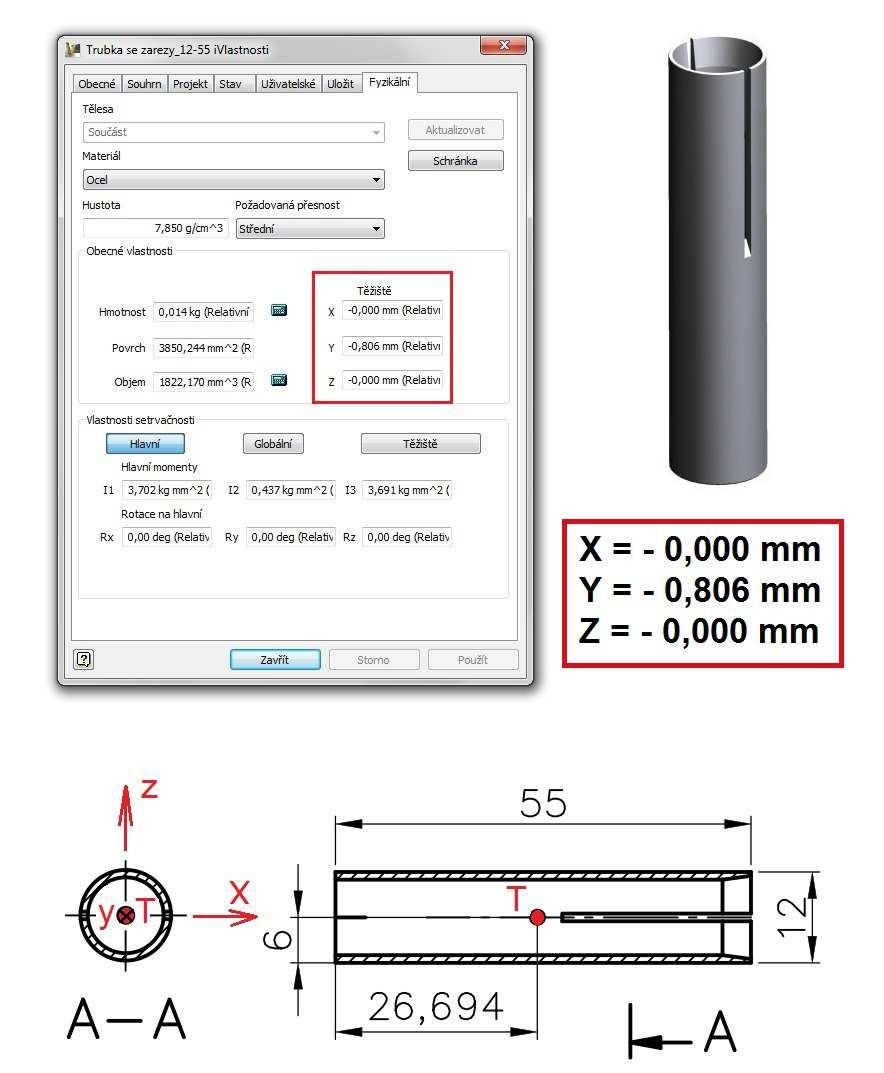 Výpočet momentu setrvačnosti pro kruhový průřez 4 2 π d 4 π 9,8 4 I = [ mm ] I = = 452,77mm 64 64 Pro připomenutí hodnota střižné síly z výpočtu pro VARIANTU 1 STŘ STŘ = CVSTŘ + CVKONC [ N] = 9811,8