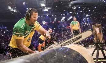 STIHL magazín Zima 2017 STIHL TimbersportS SERIES 7 Již den před týmovým štafetovým závodem se Australanům podařilo zvládnout sekerou a pilou čtyři klády za 46,45 sekundy a ustavit tak nový světový