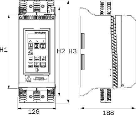 2.2 Mechanické specifikace a výkresy Tabulka 6 TSA Velikost rámu Rozměry* V1/V2/V3 x Š x D [mm] Montážní pozice Hmotnost [Vertikální/ [kg] Horizontální] Připojení sběrnice a rozměr matice [mm] PE