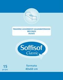 00802 00805 SOFFISOF CLASSIC Nepropustná tkaninová vrstva zabraňuje kontaktu vlhkosti s pokožkou. Buničinové jádro nabízí vysokou ochranu a absorpci. Je hypoalergenní.