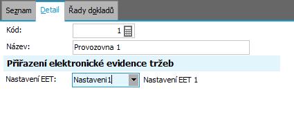 2.2.2 PROVOZOVNY EET Do nového číselníku Provozoven EET je nutné zadat čísla provozoven, která zákazník zadal na portálu správce daně.