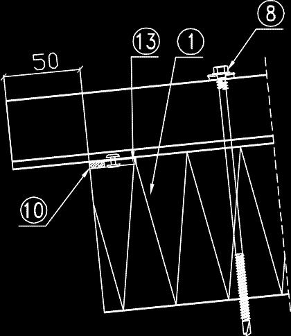 Samořezná spojka pro upevnění panelů BALEXTHERM 9. Samolepicí těsnící páska PES 3x20 (doporučeno) 10. Butylová těsnící hmota 11.