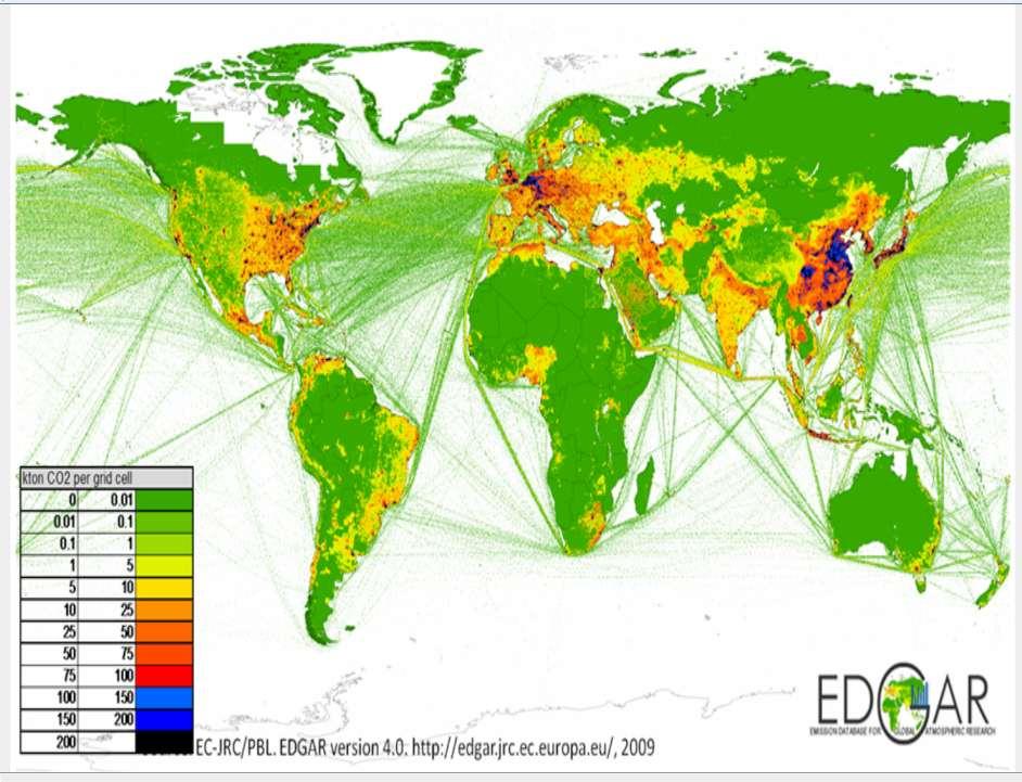 Tuny CO 2 oblasti znečištění http://edgar.jrc.ec.europa.