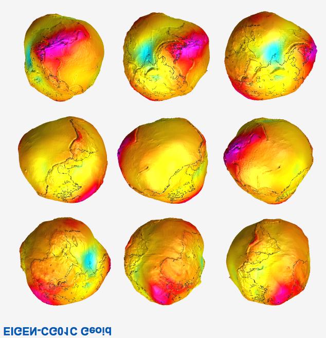 4.2 Tvar Země Obrázek 57: Geoid - tvar Země, výškové rozdíly jsou schválně zvětšeny, aby byly viditelné [E22]. polární. Zploštění i je definováno jako poměr i = a b a.