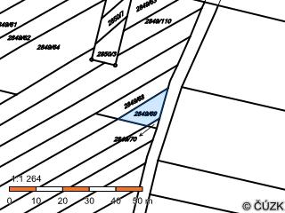 : 2849/68 Stávající výměra: 168 m 2 Druh dle KN: orná půda Funkce dle ÚP: plocha pro dopravu/plocha krajinné zeleně všeobecné /- /návrhová