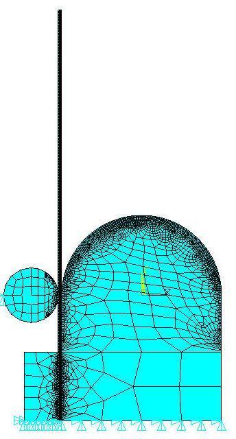 Nejprve byl vytvořen model geometrie. Pro jednoduchost pouze dvourozměrný. Byly vytvořeny plochy kladky, plechu a ohýbacího trnu.