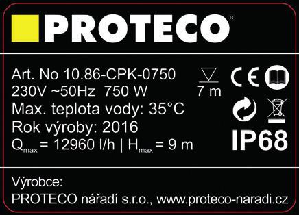 VŠEOBECNÝ POPIS Popis funkce Ponorná čerpadla CPK-0750N a CPK-1100N