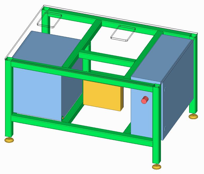 Str. 14 5 Konstrukční celky pracoviště 5.1 Nosný rám Základem rámu je svařenec z uzavřených profilů TR 4HR 60 x 60 x 3 z konstrukční oceli 11 373. Tato ocel je zaručeně svařitelná s pevností 370 MPa.