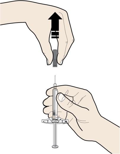 D. Připravte a očistěte místo (místa) pro injekci. Břicho Stehno Můžete použít: Stehno Břicho kromě oblasti 5 centimetrů okolo pupku Místo pro injekci očistěte alkoholovým tampónem.