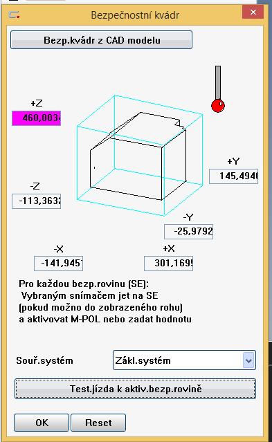 V možnosti,,speciální funkce se nastaví referenční osa pro sekundární referenci tak, že se nastaví hodnota daná dle výkresu (tedy: 147,514 mm) a dojde k otočení na vzdálenost k ose +Z.