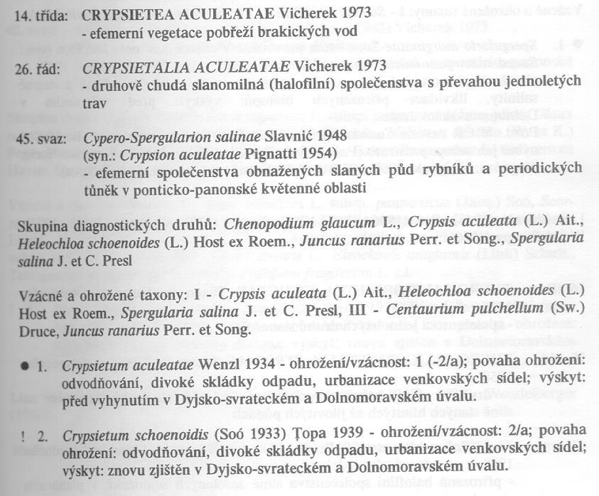 České republiky a jejich ohrožení (Moravec et al.