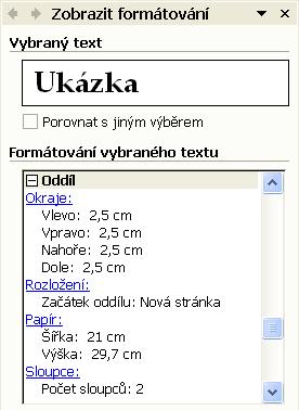 V některých případech musíme programu sdělit, že nastavované vlastnosti platí pouze pro tento oddíl a ne pro celý dokument, jak je to například u číslování stránek (je popsáno v kapitole 1.5.1 na str.