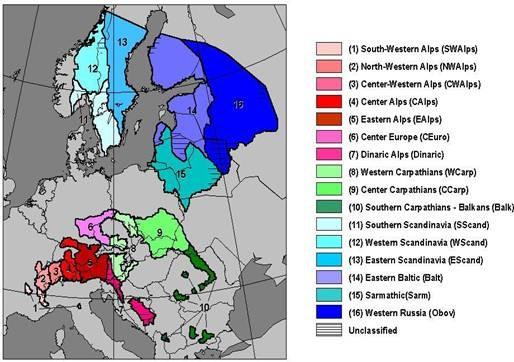 smrk ztepilý (Picea abies) Holocénní rozšíření dřevin ve (střední) Evropě: příklady - současná