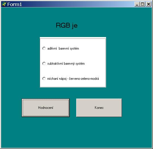 Obrázek 1: Program 3. pro zbylé dva buttony provedeme analogicky procedury RadioButton2True, RadioButton3True 4. vytvoříme Image na spodní část formuláře, do kterého budeme kreslit 5.