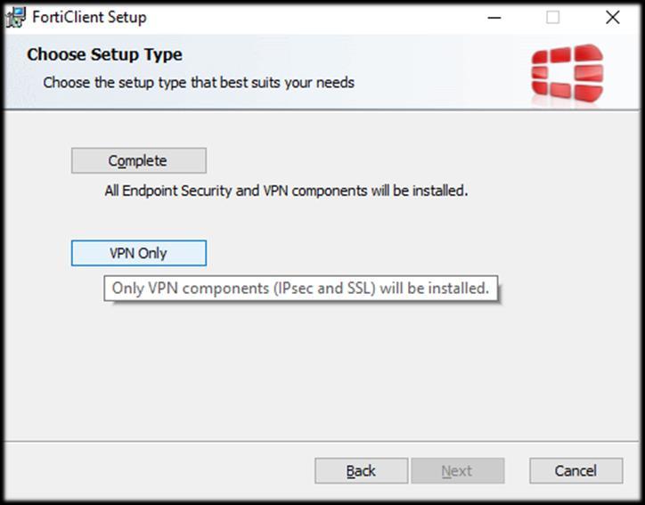 V dalším kroku je nutné zvolit typ instalace VPN Only a