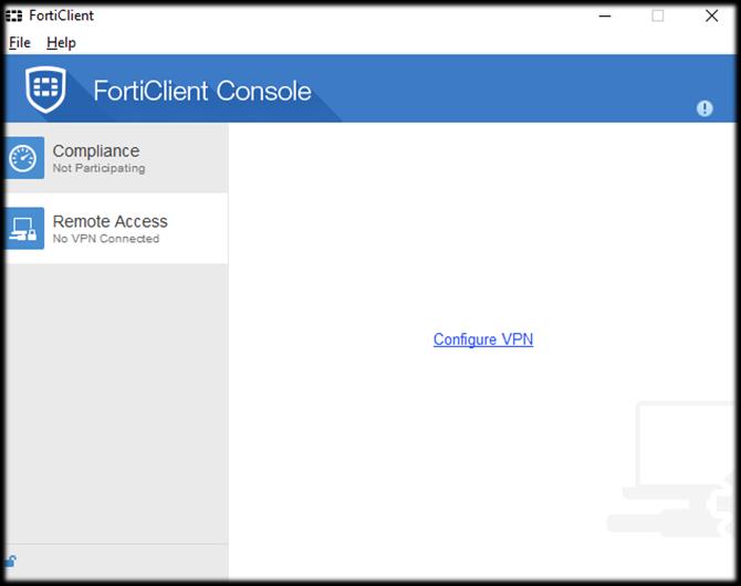 Po dokončení instalace najdete aplikaci v menu Start - > FortiClient -> FortiClient Po prvním spuštění
