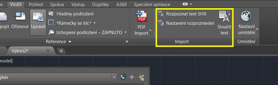 3. Vylepšený převod textu při importu z PDF Soubory PDF, které byly vygenerovány z výkresů aplikace AutoCAD obsahující text SHX a