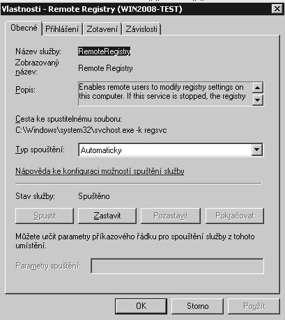 Správa systémových služeb 115 2. Vyberte uzel Služby (Services), klepněte pravým tlačítkem myši na službě, kterou chcete konfigurovat, a poté zvolte příkaz Vlastnosti (Properties). 3.