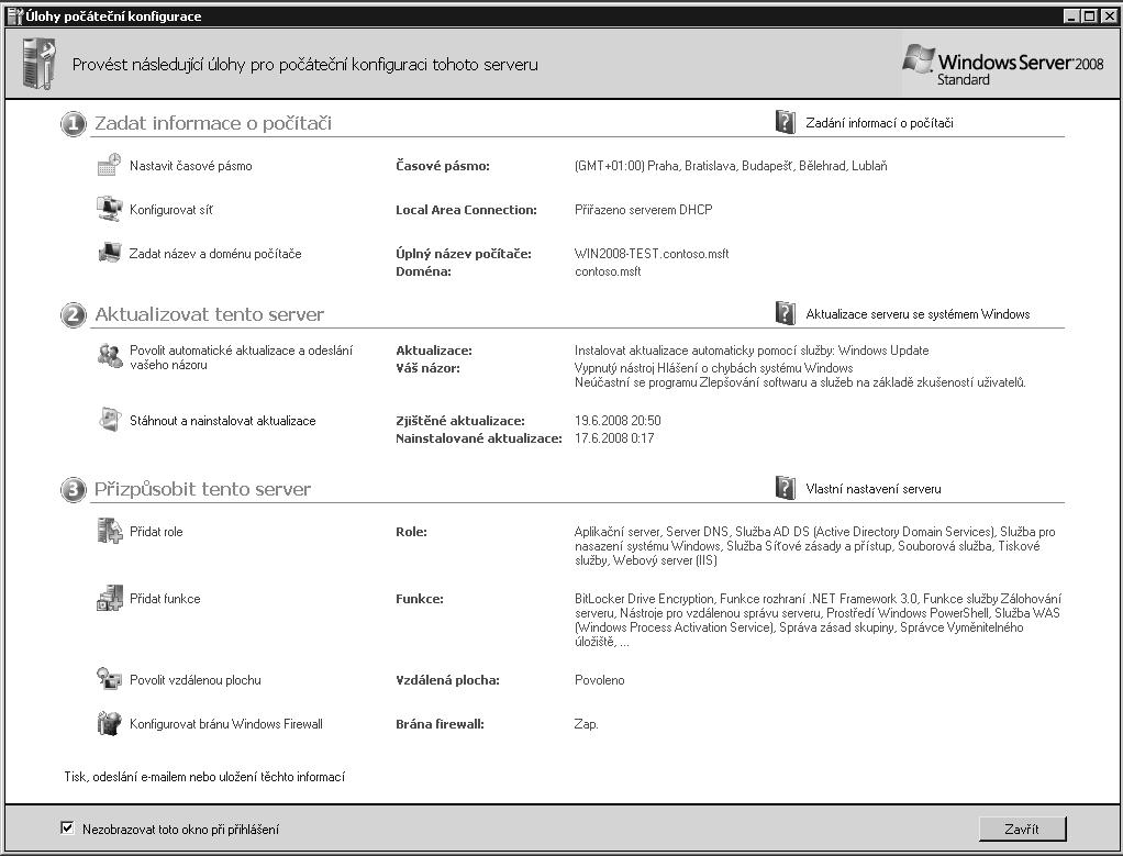 78 Kapitola 3 Správa serverů se systémem Windows Server 2008 změna informace o názvu počítače; konfigurace výkonu aplikací, virtuální paměti a nastavení registru; správa proměnných systémového a