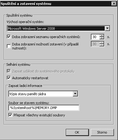 Zobrazit dostupné možnosti po zadanou dobu, a to zaškrtnutím políčka Doba zobrazení seznamu operačních systémů (Time To Display List Of Operating Systems) a nastavením časového zpoždění v sekundách.