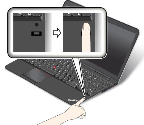 2. Lehce zatlačte prstem na snímač a prst přes něj jedním plynulým pohybem přetáhněte směrem k sobě. Při přetahování prst nezvedejte.