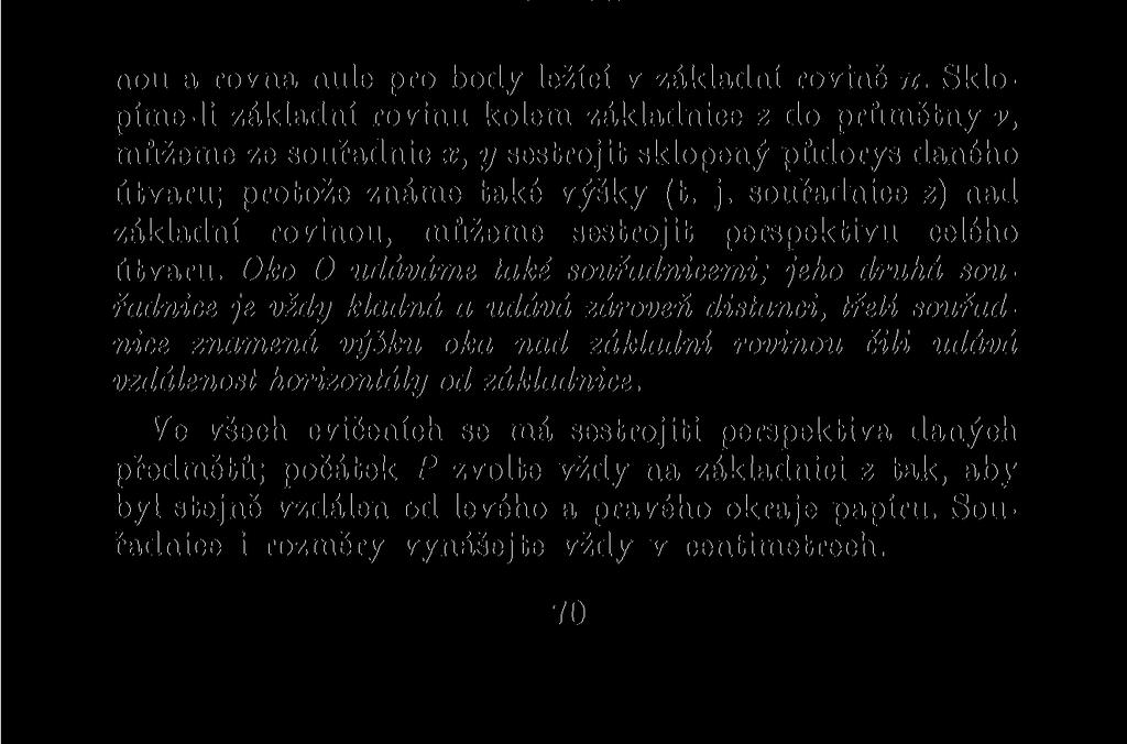 k základnici 2 a na ní naneseme od bodu M úsečku, rovnou druhé souřadnici y, a to před průmětnu, je-li y > 0, za průmětnu, je-li y < 0.