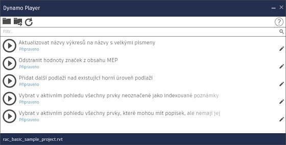 Dynamo player Spouštění skriptů v Revitu