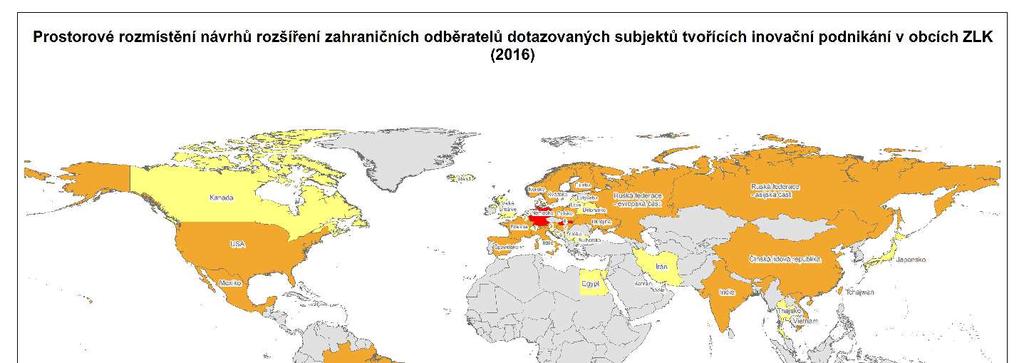 Obrázek 6: Prostorové rozmístění návrhů rozšíření zahraničních odběratelů Forma případného rozšiřování trhů mimo ČR Firmy se snaží rozšířit trhy mimo ČR různými způsoby.