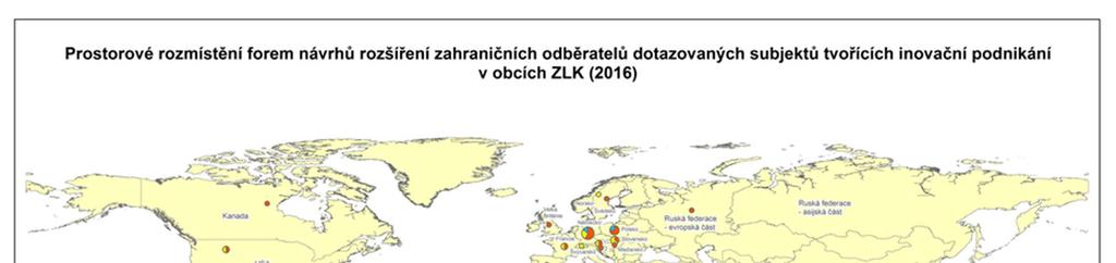 Obrázek 7: Prostorové rozmístění forem návrhů rozšíření zahraničních