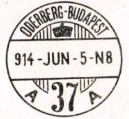 Typ G 512 Typ E 501 Typ G 529 Typ razítek G 512 a E 501 je stejný i pro razítka VP Budapešť Oderberg č. 21 1442/3 BUDAPEST-ODERBERG / +37 SZ+, v použití od r. 1891.