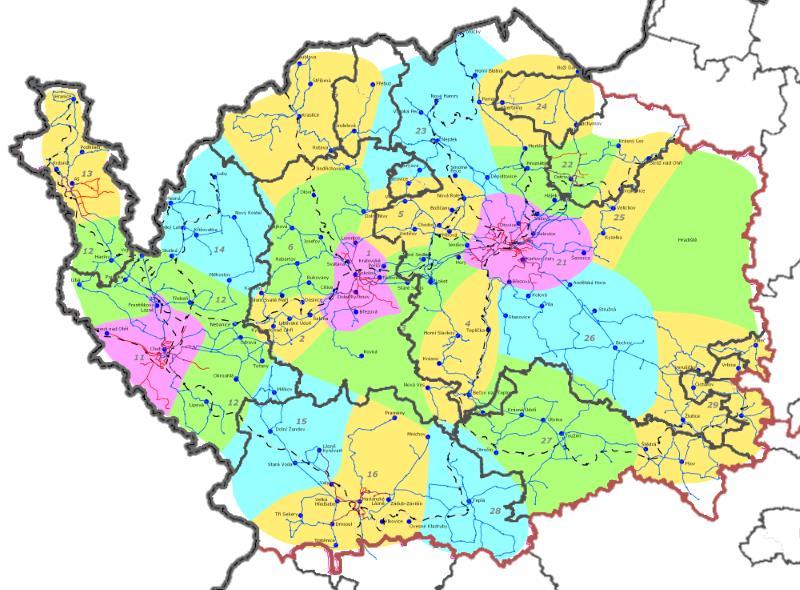 Sokolovska provedla firma SUDOP, pro další zóny pak sám koordinátor, a to podle statistik prodaných jízdenek [13]. Na hranicích zón existují tzv.