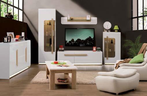 Obývacia stena CASA-5023 190 farba dub šedý, zostava sa skladá: TV stolík 42 x 31 x 180, vitrína 61 x 32 x 116,