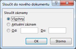 Zdrojem dat bude seznam vytvořený v Excelu. Otevřeme nový prázdný dokument. Na kartě KORESPONDENCE klikneme do tlačítka Spustit hromadnou korespondenci a v nabídce vybereme OBÁLKY.