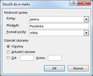 .. Dokončení E-mailová zpráva Kliknutím do tlačítka Dokončit a sloučit vytvoříme sloučený dokument, který bude obsahovat jednotlivé obálky, nebo vytiskneme obálky.