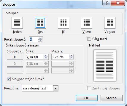 Kapitola 3: Karta Rozložení stránky 40 Enc_03_02. docx Šířka sloupců Čára mezi 3.2 Sloupce Text licenčního ujednání ve vzorovém dokumentu chceme psát ve dvou sloupcích.