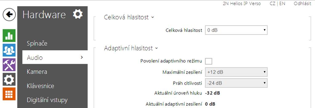 5.3.2 Audio Všechny modely interkomu 2N Helios IP jsou vybaveny reproduktorem, příp. výstupem výkonového zesilovače, ke kterému lze připojit externí reproduktor.