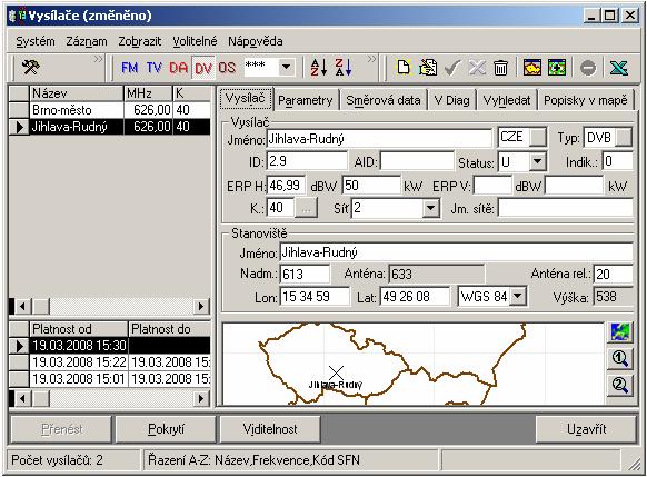 Příloha č.14 Obr. 10 Zadávání parametrů vysílačů.