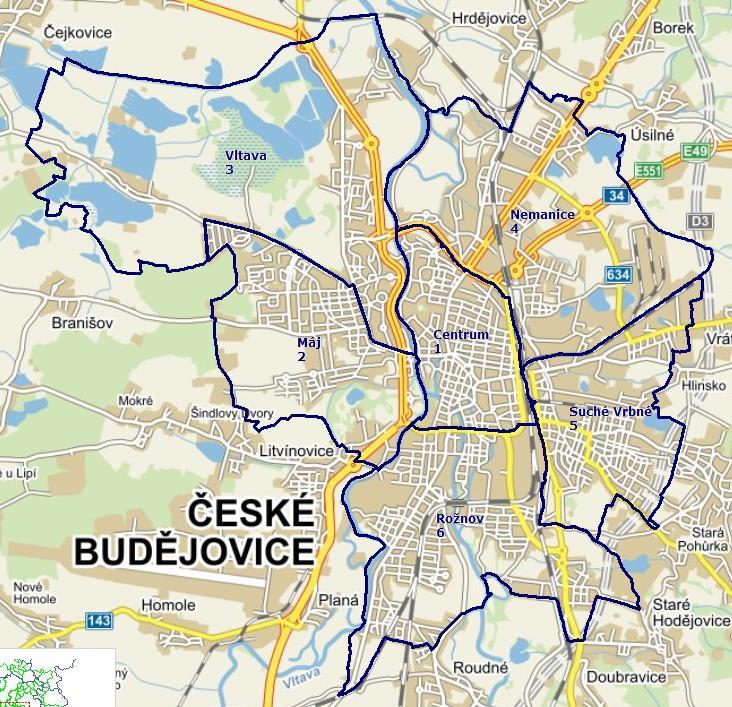 Rozdělení obvodů statutárního města České Budějovice Pravidelná kontrolní činnost hlídek se týká zejména problematických lokalit, které jsou vytipovány především podle počtu přestupkového jednání.