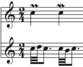 MELODICKÉ OZDOBY Melodické ozdoby jsou tóny nebo skupinky tónů, které ozvláštňují a zdobí melodii. Patří mezi ně například trylek, nátryl, mordent, příraz nebo obal.