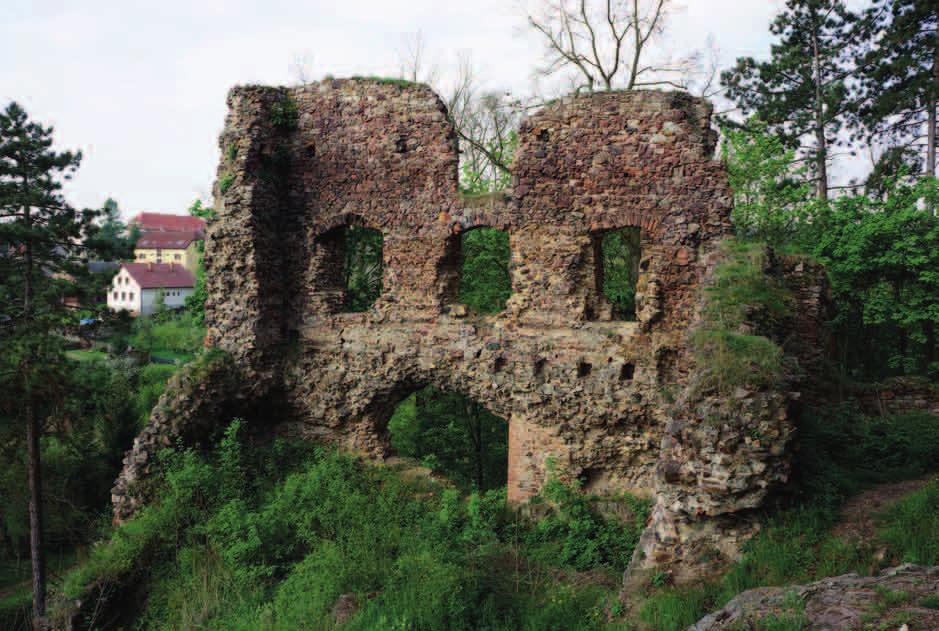 Těsně za ní stál palác, který byl na nejširším místě za věží včetně zdí asi 10 metrů široký a přes 30 metrů dlouhý.