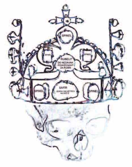 Svatováclavská koruna II. Dnešní výklad symboliky svatováclavské koruny je stále nejasný. Je tvořena ze čtyř dílů čelenky ve tvaru lilií.