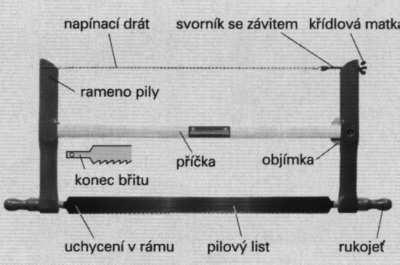 Obr. 17: Popis rámové pilky Ocaska Má široký pilový list, plochý nebo