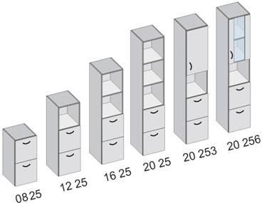 203 3 123 TB SL 209 2 434 TB S4R 204 2 727 pravé varianty xx SR 089-209 levé varianty xx S4L 123-214 TB S4R 214 2 645 Sx Rohové regály - vnitřní 740 x 740 mm S4 Skříně se skleněnými dveřmi š = 400 mm