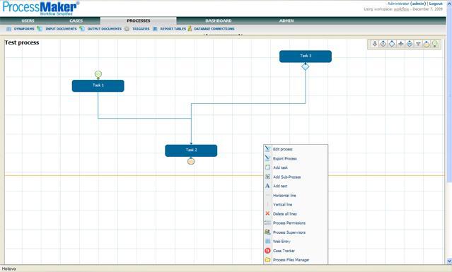 PROCESS MAKER Obrázek 18 - Ukázka webově založeného pracovního prostředí nástroje Process Maker Základní informace Název Process Maker Aktuální verze 1.2 Výrobce Colosa, Inc.