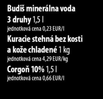 cena 4,29 EUR/kg Corgoň 1% 1,5 l