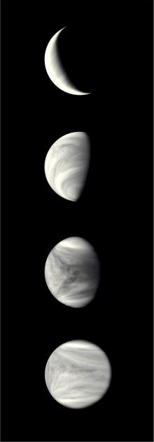 Venuše je po Slunci a Měsíci nejjasnější nebeské těleso Takto vypadá Venuše v teleskopu. Fáze Venuše.