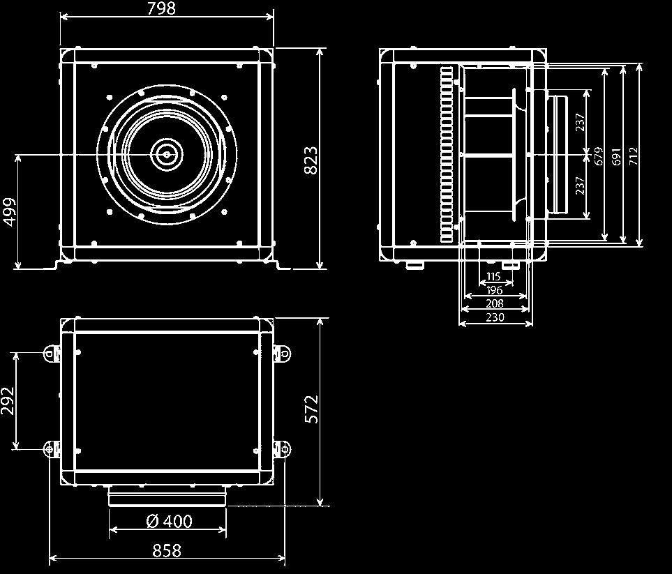 Zvukově izolované ventilátory pro kuchyně IP CHVB, CHVT C trvalý provoz PrV Proces ventilation Technické parametry Skříň je z ocelového, galvanicky pozinkovaného plechu, sendvičového provedení.