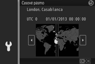 8 Nastavte hodiny. Pomocí multifunkčního voliče a tlačítka J (0 9) nastavte čas a datum. Pamatujte si, že fotoaparát využívá čtyřiadvacetihodinový formát času.