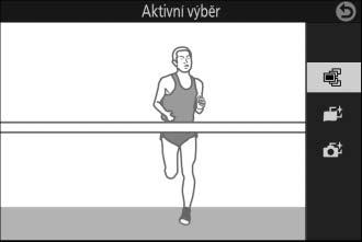 1 Vyberte režim u. Otočte volič provozních režimů do polohy u (zachycení nejlepšího okamžiku). 2 Vyberte položku Aktivní výběr. Stisknutím multifunkčního tlačítka & zobrazte menu &.